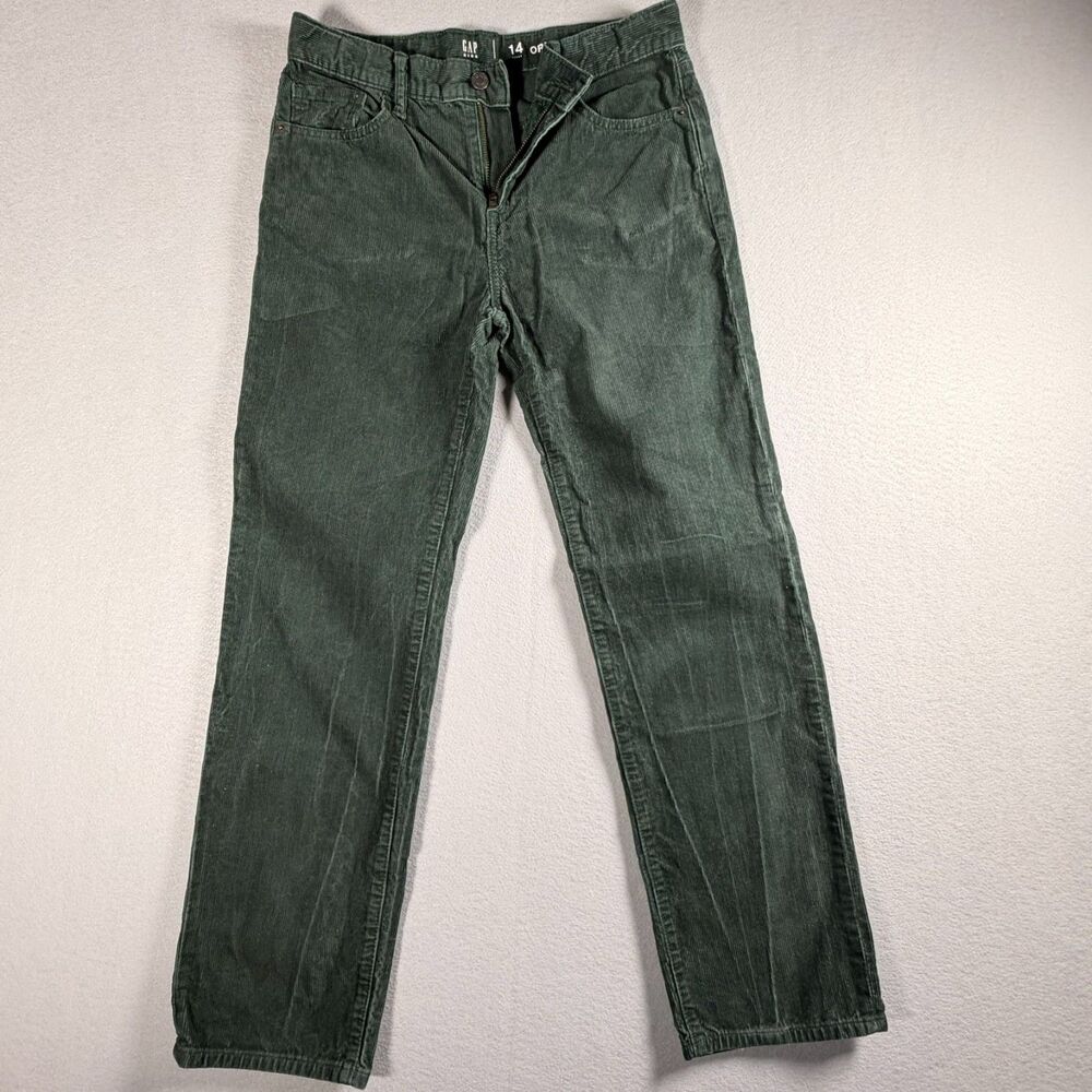 GAP Kid's Size 14 Dark Forest Green Corduroy Straight Leg Pants